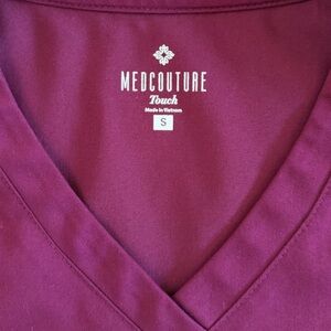 Med Couture Wine V-Neck Scrub Top
